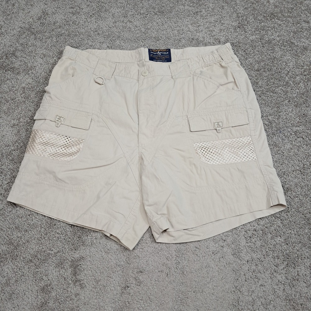 Hook & Tackle Mens Technical Fishing Shorts Tan Size 36 M019940 Cargo Utility